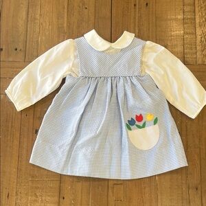 Sylvia whyte USA vintage pinafore dress and Peter Pan collar blouse 24 month 90s